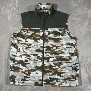 Eddie Bauer Camo Vest Mens XL Soft Shell Outdoor Hunting Full Zip Pockets EUC